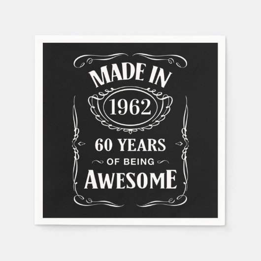 Serviette En Papier Fabriqué en 1962 60 ans d'être génial anniversaire (Devant)