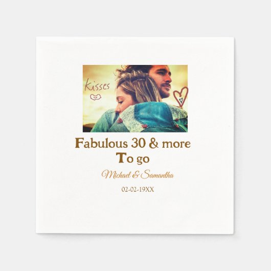 Serviette En Papier Fabuleux 30 ans anniversaire ajouter le nom date p (Devant)