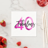 Serviette En Papier Fabuleux 40e | Anniversaire moderne élégant rose c (En situation)