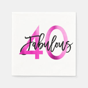 Serviette En Papier Fabuleux 40e   Anniversaire moderne élégant rose c
