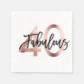 Serviette En Papier Fabuleux 40e | Moderne Elegant Rose Gold Anniversa (Devant)