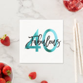 Serviette En Papier Fabuleux 40e | Moderne Elégant Turquoise Vert Anni (En situation)