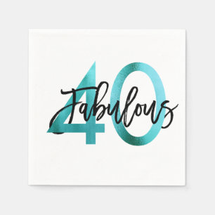Serviette En Papier Fabuleux 40e   Moderne Elégant Turquoise Vert Anni