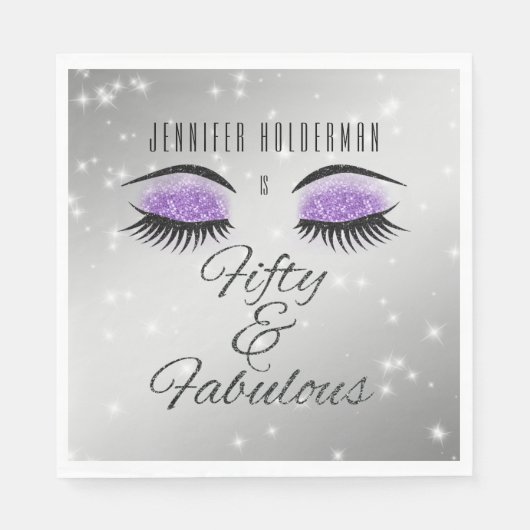 Serviette En Papier Fabuleux 50 Black Violet Glam Eyes serviettes (Devant)