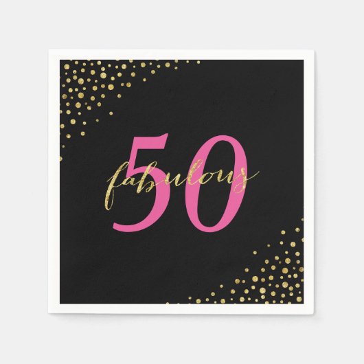 Serviette En Papier Fabuleux 50 Rose & Or moderne Anniversaire (Devant)