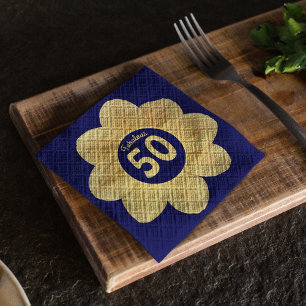 Serviette En Papier Fabuleux 50e anniversaire bleu et jaune floral