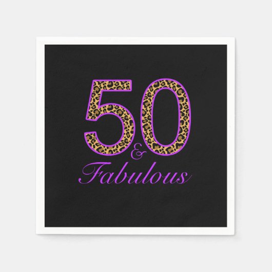 Serviette En Papier Fabuleux 50e Anniversaire du léopard noir violet (Devant)