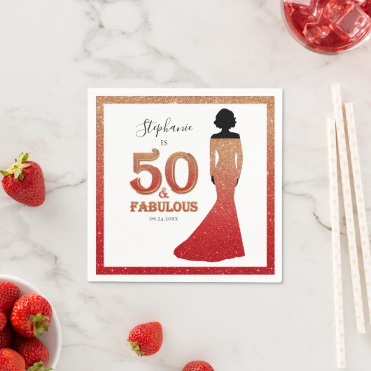 Serviette En Papier Fabuleux 50e anniversaire Ombre Parties scintillan (En situation)