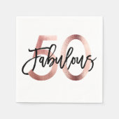 Serviette En Papier Fabuleux 50ème | Moderne Elegant Rose Gold Anniver (Devant)