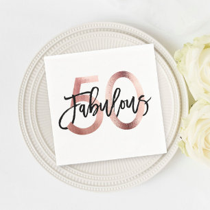 Serviette En Papier Fabuleux 50ème Moderne Elegant Rose Gold Anniver