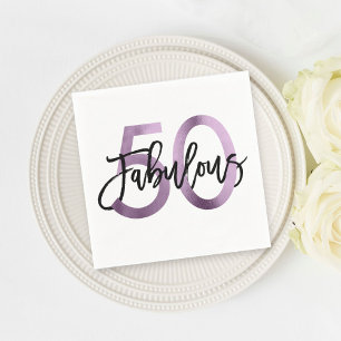 Serviette En Papier Fabuleux 50ème Purple Lilac Elégant Anniversaire