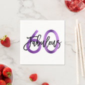 Serviette En Papier Fabuleux 60e | Anniversaire élégant et moderne vio (En situation)