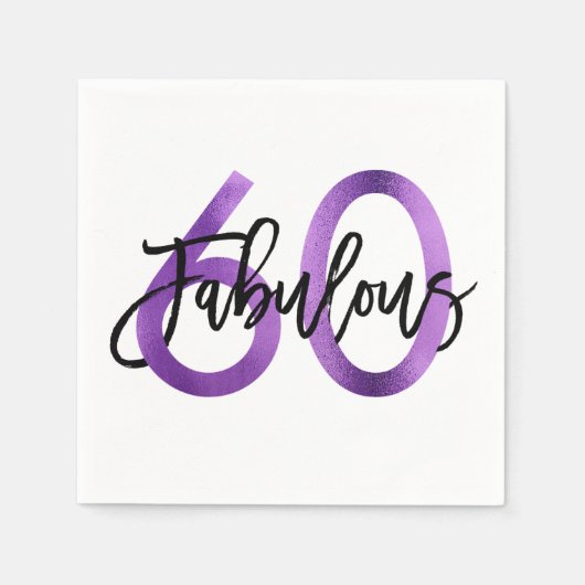Serviette En Papier Fabuleux 60e | Anniversaire élégant et moderne vio (Devant)