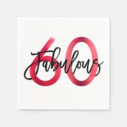 Serviette En Papier Fabuleux 60e | Chic Rouge moderne élégant annivers (Devant)