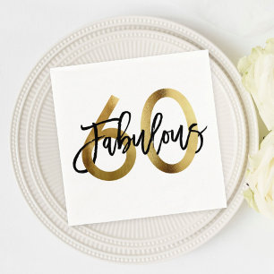 Serviette En Papier Fabuleux 60e Gold Modern Elegant Chic Anniversai