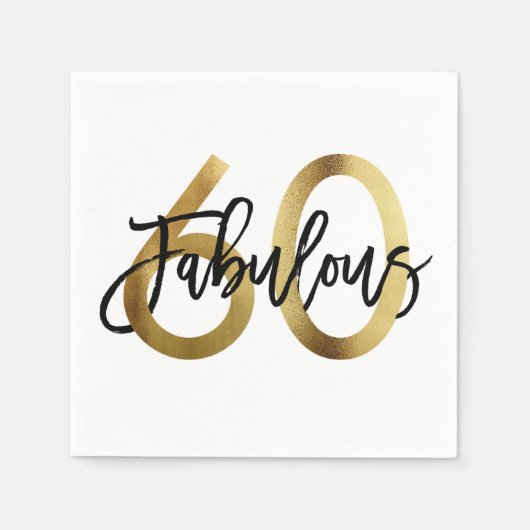 Serviette En Papier Fabuleux 60e | Gold Modern Elegant Chic Anniversai (Devant)
