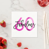 Serviette En Papier Fabuleux 60e | Pink Modern Elegant Chic Anniversai (En situation)