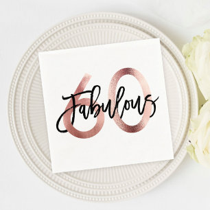 Serviette En Papier Fabuleux 60e   Rose Gold Modern Elegant Anniversai