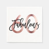 Serviette En Papier Fabuleux 60e | Rose Gold Modern Elegant Anniversai (Devant)