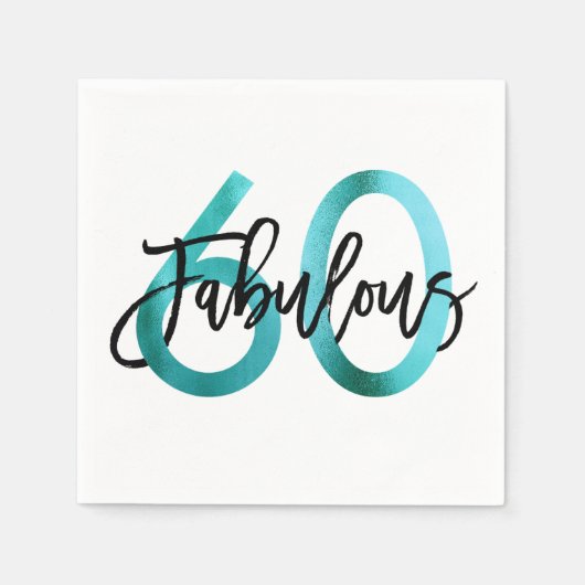 Serviette En Papier Fabuleux 60e | Vert Turquoise Moderne Elégant Anni (Devant)