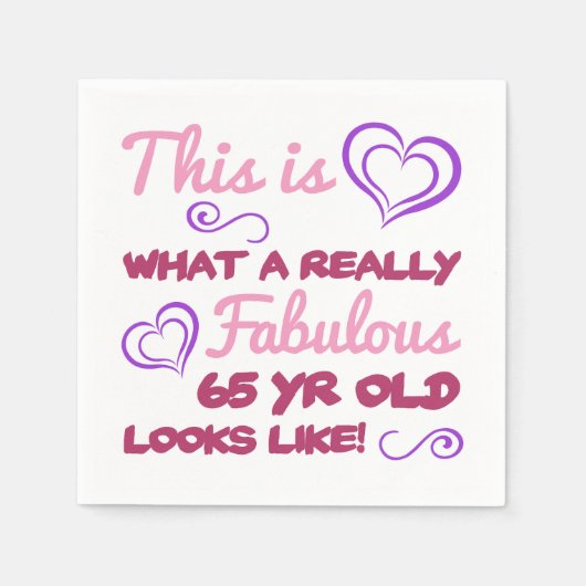 Serviette En Papier Fabuleux 65e anniversaire pour les femmes (Devant)