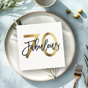 Serviette En Papier Fabuleux 70e Anniversaire d'or chic moderne