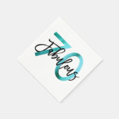 Serviette En Papier Fabuleux 70e | Moderne Elégant Turquoise Vert Anni (Coin)
