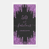 Serviette En Papier Fabuleux anniversaire noir violet parties scintill (Devant)