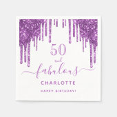 Serviette En Papier Fabuleux anniversaire violet parties scintillant g (Devant)