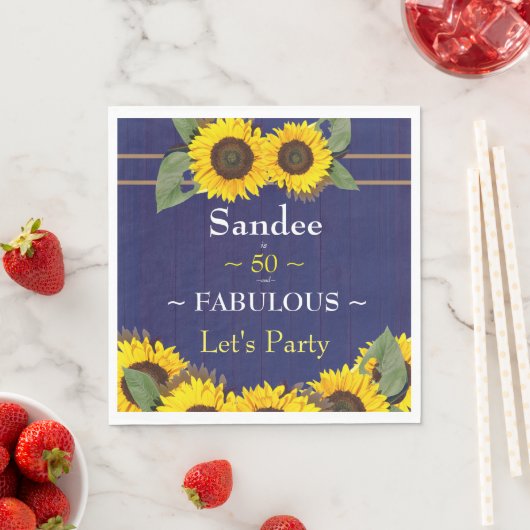 Serviette En Papier Fabuleux et Cinquante Anniversaire Moderne Bleu To (En situation)