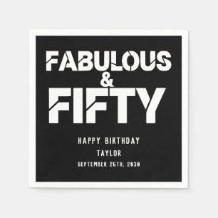Serviette En Papier Fabulous et Fifty Anniversaire Écriture Gras Perso