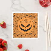 Serviette En Papier Face Déplaisante du Citrouille Halloween Jack-o'-l (En situation)