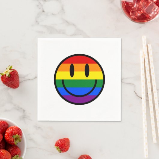 Serviette En Papier Face souriante arc-en-ciel (En situation)