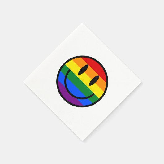Serviette En Papier Face souriante arc-en-ciel (Coin)
