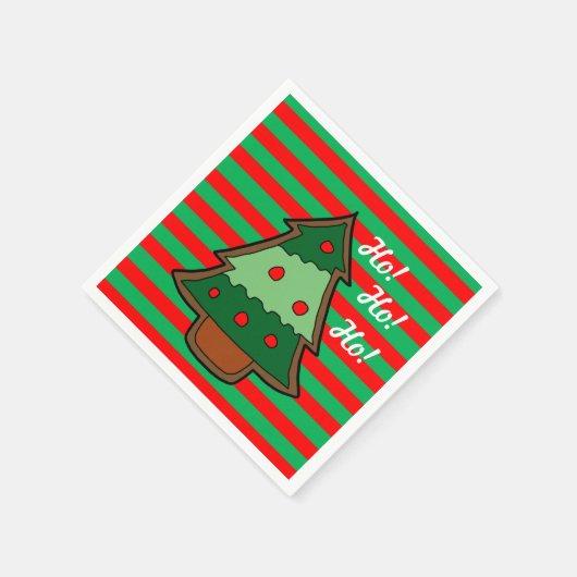 Serviette En Papier Fâcheux rayures et sapin de Noël (Coin)