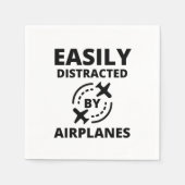 Serviette En Papier Facilement distrait par les avions amusant pilote  (Devant)