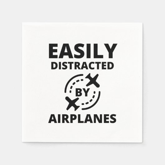 Serviette En Papier Facilement distrait par les avions amusant pilote (Devant)