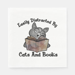 Serviette En Papier Facilement distrait par les chats et les livres