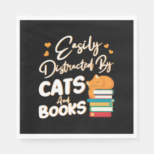 Serviette En Papier Facilement distrait par les chats et les livres