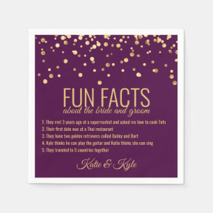 Serviette En Papier FACTS AMUSANTS PURPLE PLUM Gold Confetti personnal