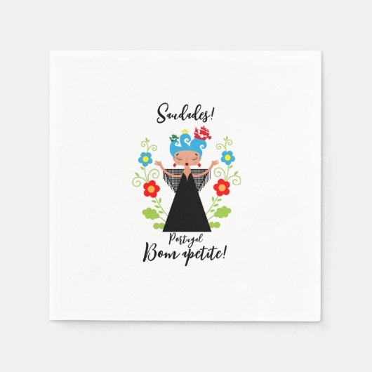 Serviette En Papier Fado chanteuse avec caravelle portugaise (Devant)