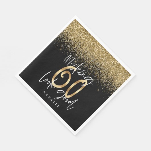 Serviette En Papier Faire 60 belle or fête d'anniversaire (Coin)