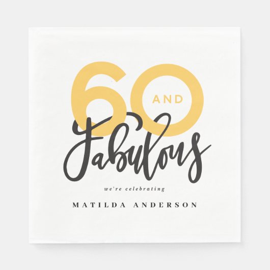 Serviette En Papier Faire 60 look bon anniversaire de typographie mode (Devant)