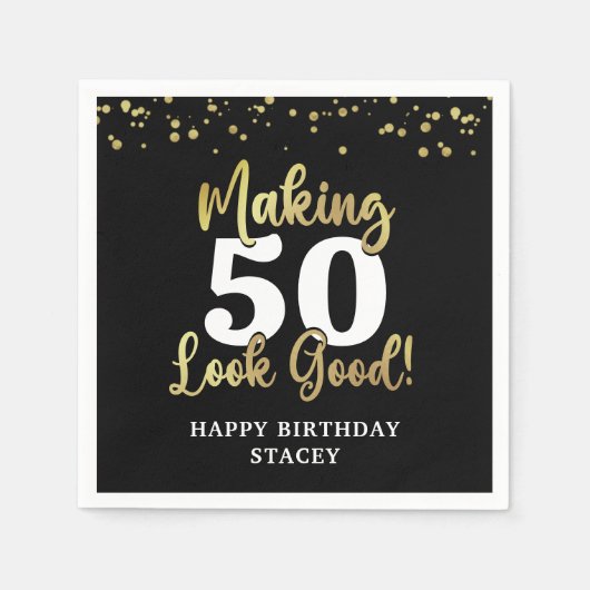 Serviette En Papier Faire de l'âge apparence bon Black Gold Anniversai (Devant)