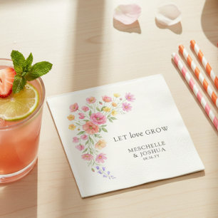 Serviette En Papier Faire grandir l'amour Fleurs roses orange Mariage