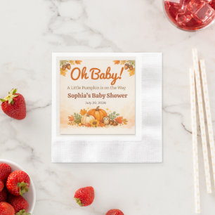 Serviette En Papier Faire-part de Baby Shower Citrouille Automne Oh Bé