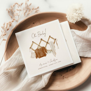 Serviette En Papier Faire-part de douche bébé Bohème Neutre