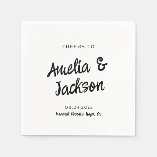 Serviette En Papier Faire-part de mariage à main fantaisie (Devant)