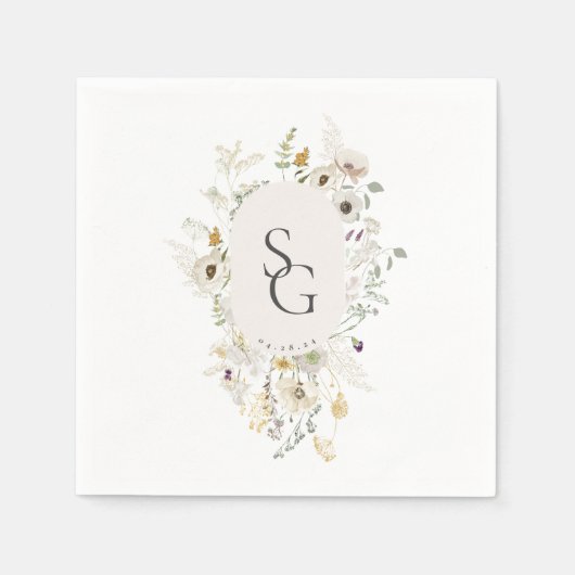 Serviette En Papier Faire-part de mariage botanique (Devant)