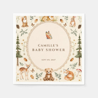 Serviette En Papier Faire-part de naissance cottagecore boisée pour bé
